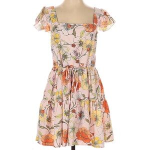Vibrant Floral Mini Dress with Puff Sleeves